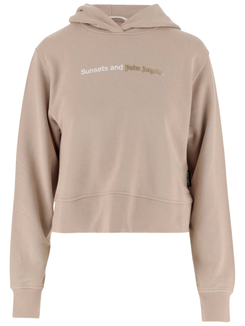 Beige Logo Hood Sweatshirt 1