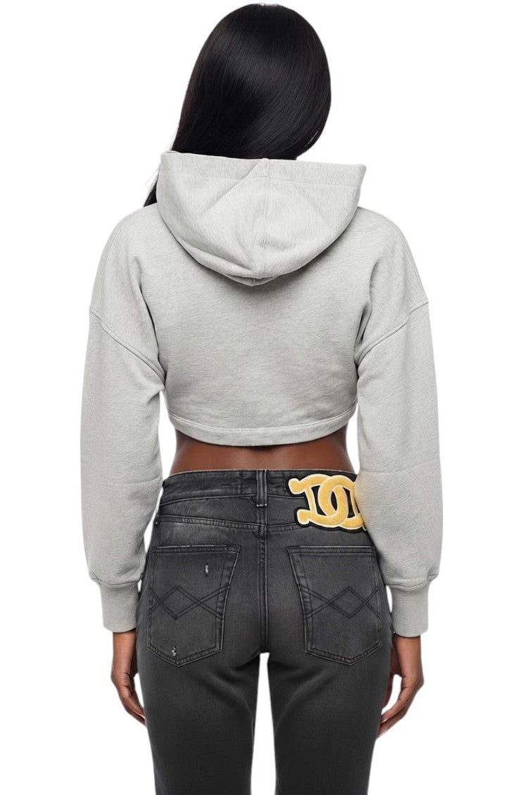 Grey Solid Hood Sweatshirt 2