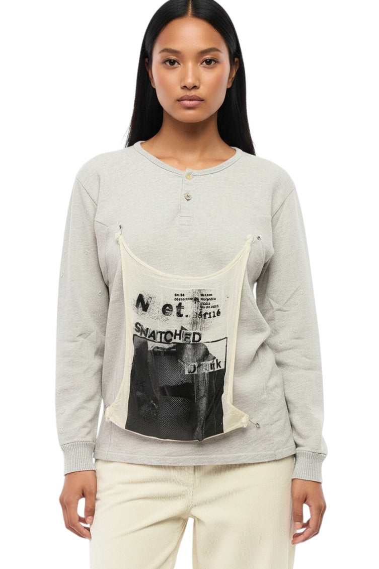 Grey Graphic Crew Neck Sweatshirt 1