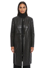 Black Round Neck Trench Coat 1