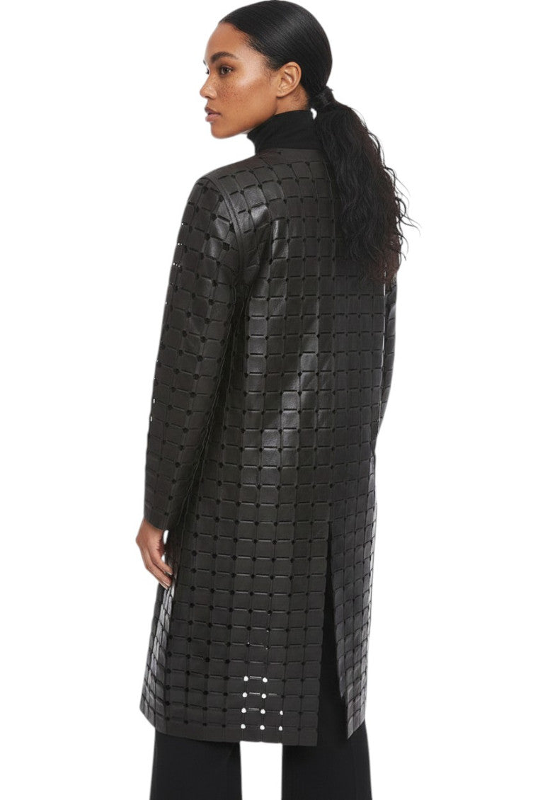 Black Round Neck Trench Coat 2