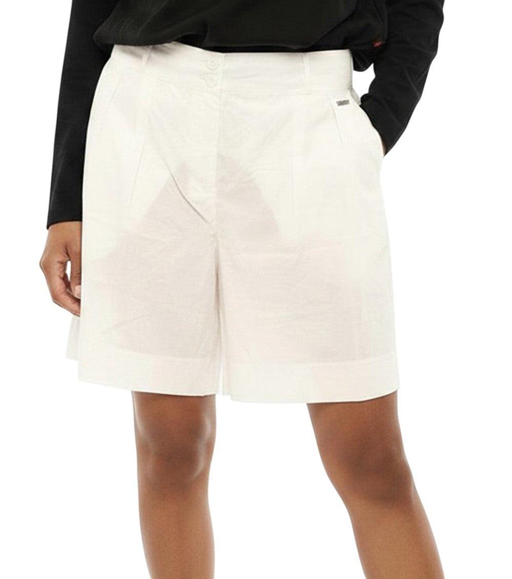 White Double-Pleat Shorts with Belt Loops 1