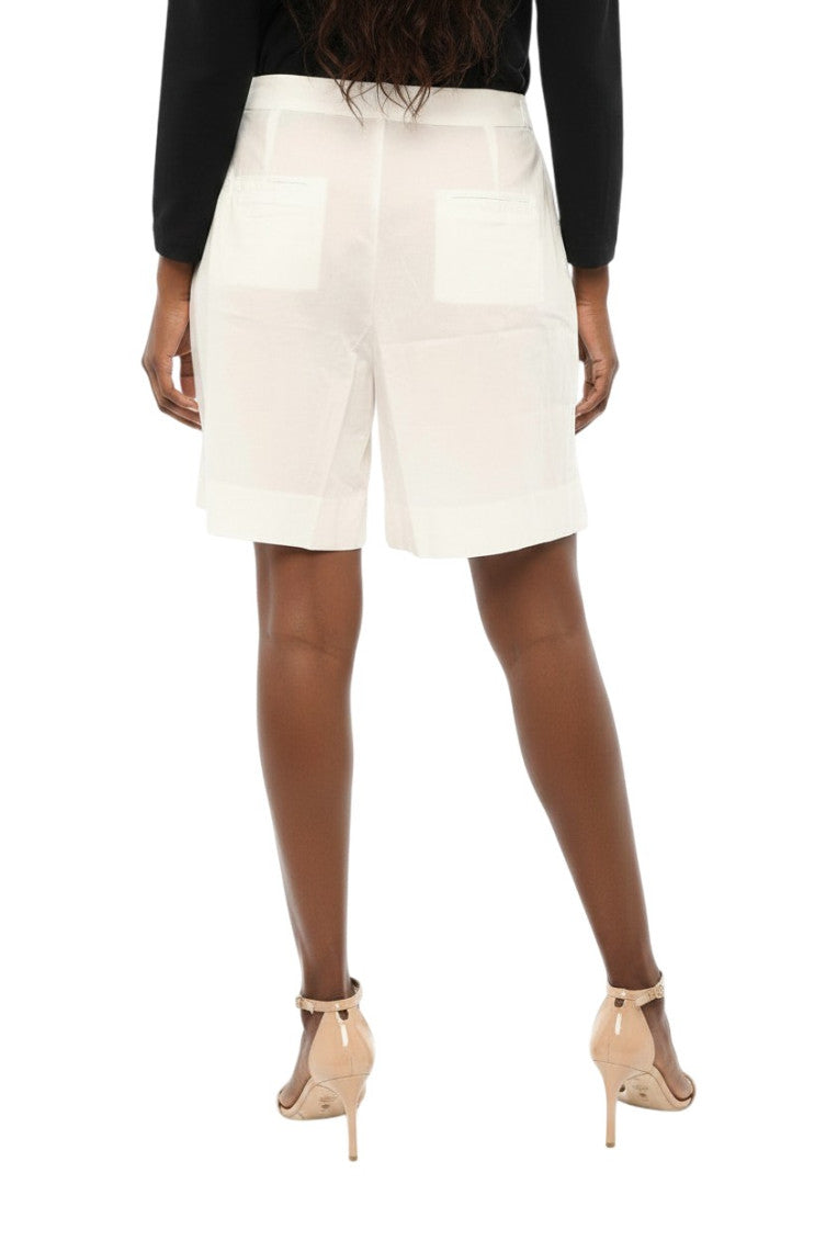 White Double-Pleat Shorts with Belt Loops 2