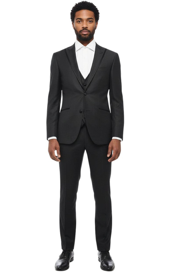 Dark Grey Peaked Lapel Suit 1