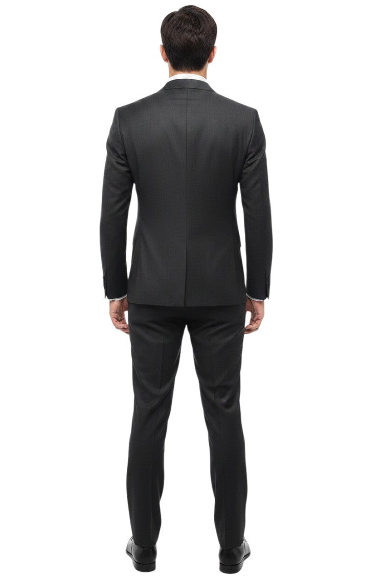 Dark Grey Peaked Lapel Suit 2