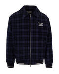 Navy Blue Zip Up Check Jacket 1