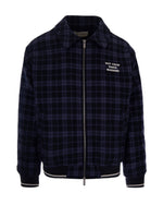 Navy Blue Zip Up Check Jacket 1