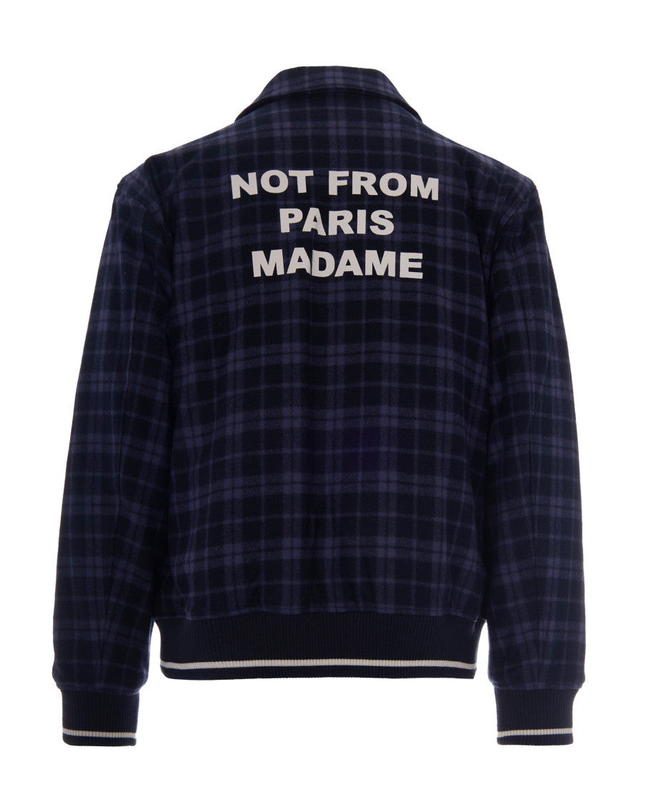 Navy Blue Zip Up Check Jacket 2