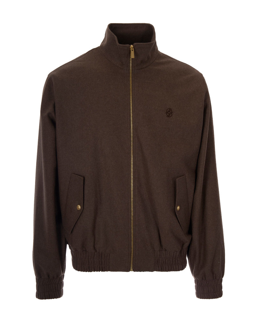 Brown Logo Mock Collar Jacket 1