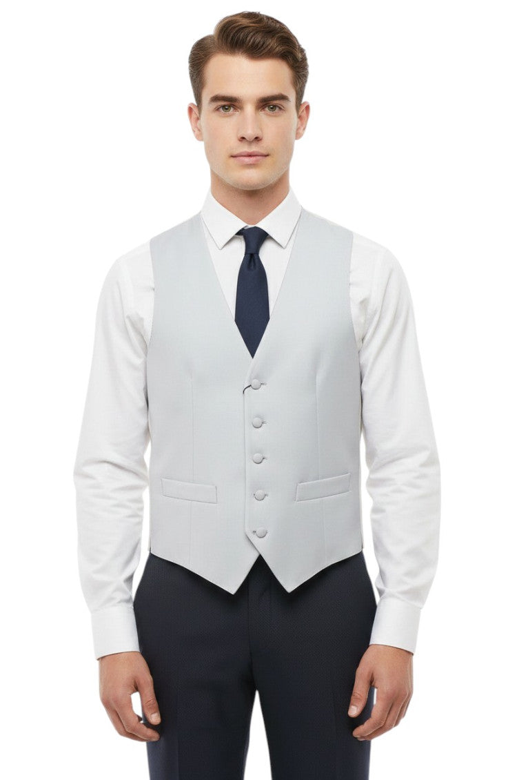 Light Grey Solid Waistcoat 1