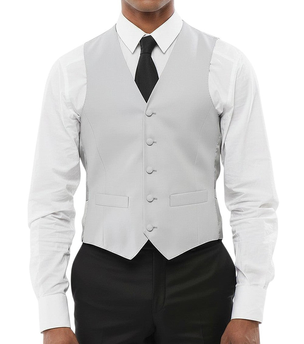 Light Grey Solid Waistcoat 1