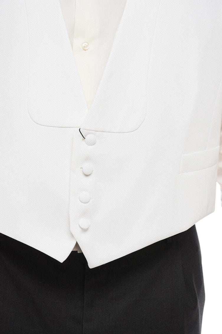 White Honeycomb Knit Waistcoat 3
