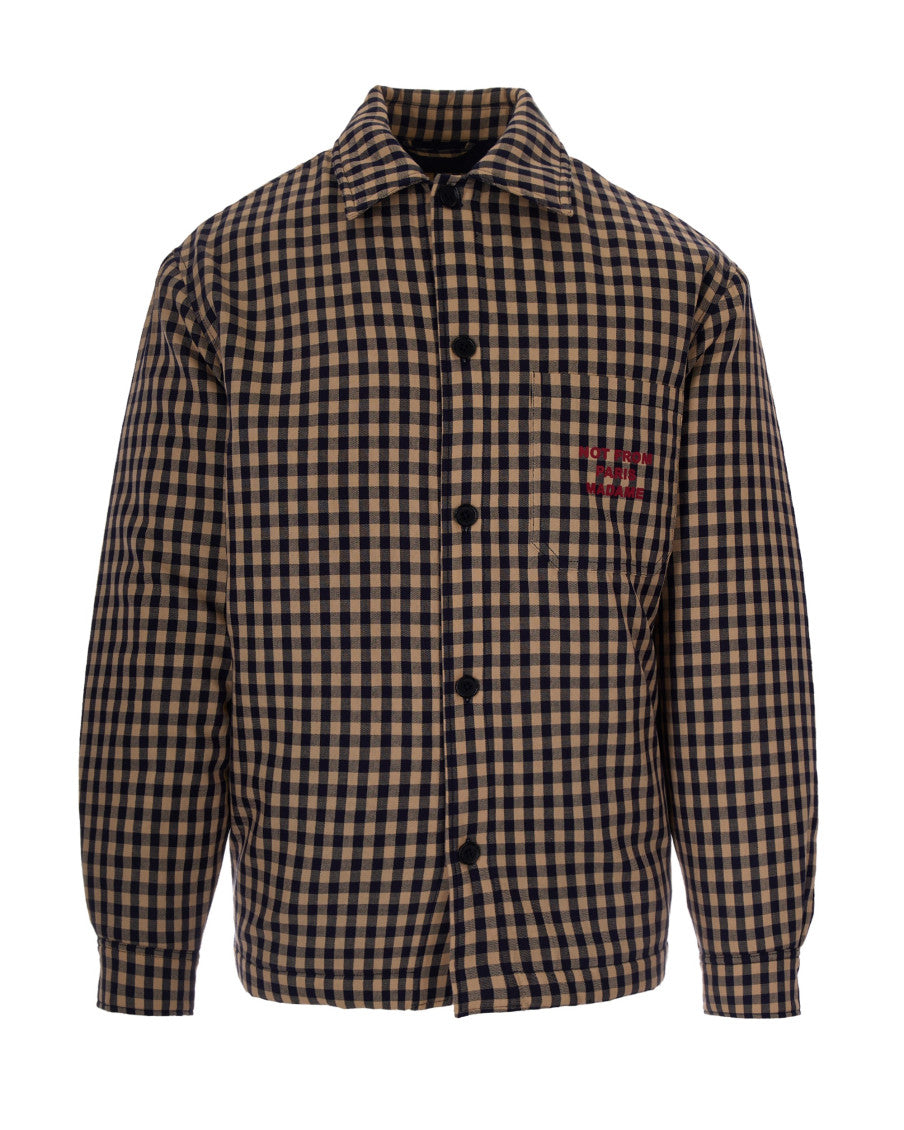 Beige Black Check Overshirt 1