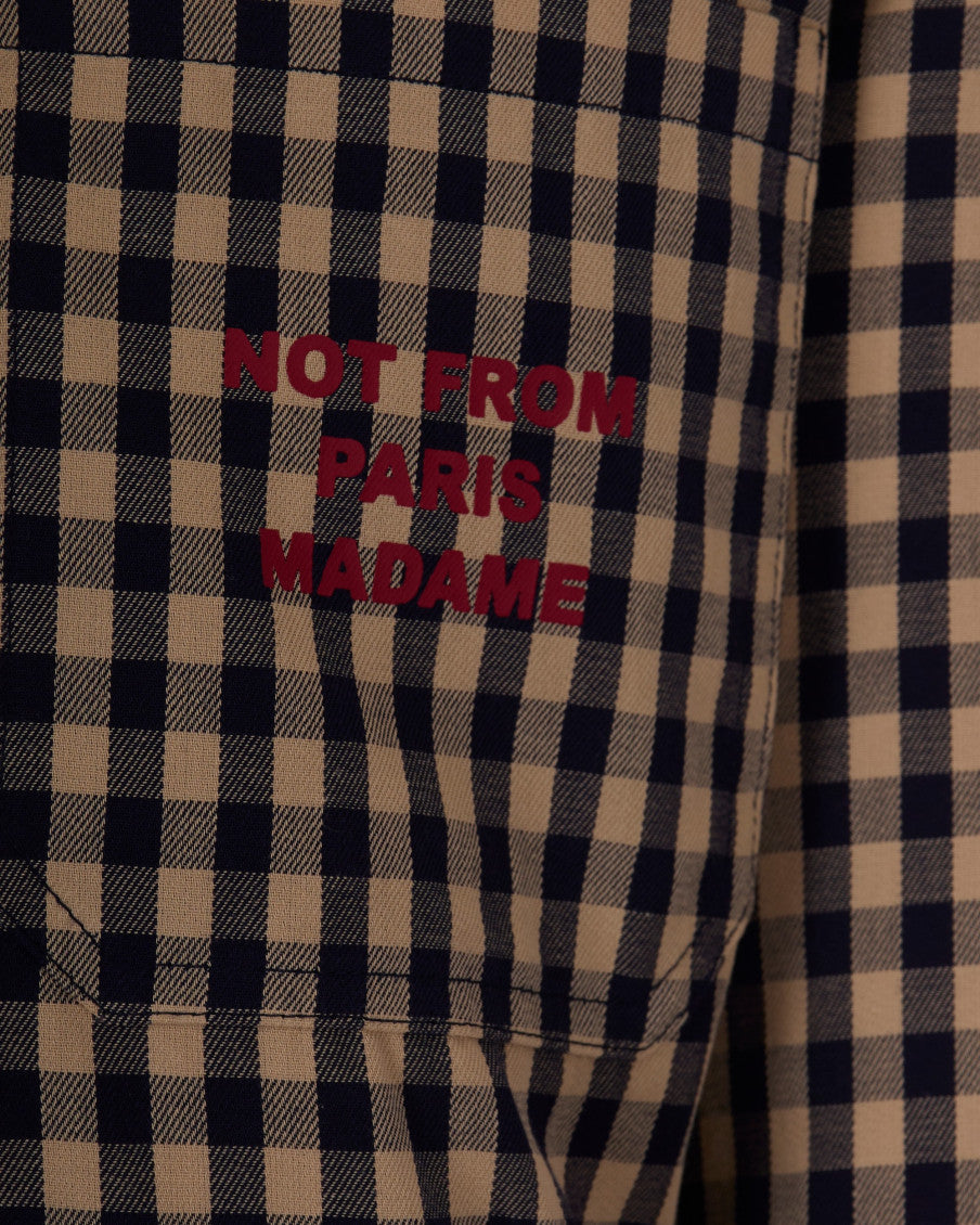 Beige Black Check Overshirt 3
