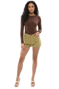 Brown Solid Shorts 1