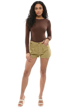 Brown Solid Shorts 1
