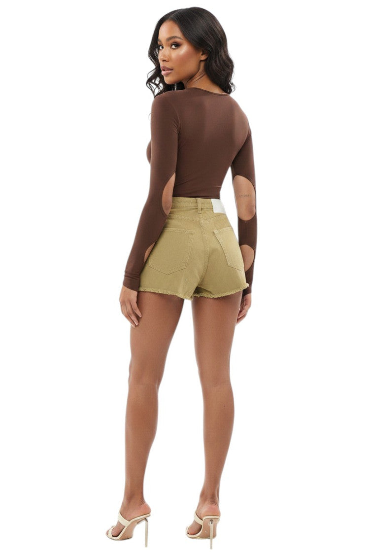 Brown Solid Shorts 2