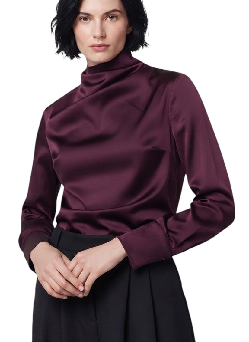 Brown Solid Mock Collar Top 2