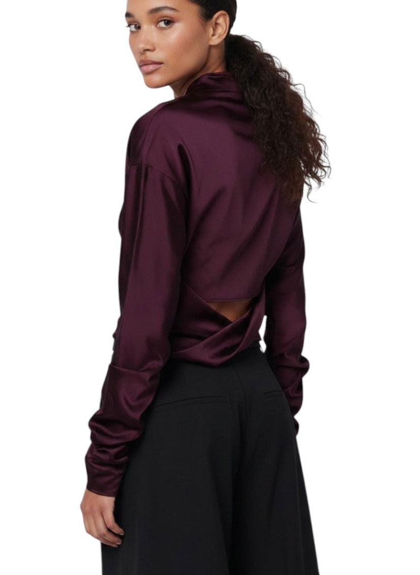 Brown Solid Mock Collar Top 3