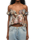 Multicolor Printed Off Shoulder Top 1