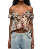 Multicolor Printed Off Shoulder Top 1