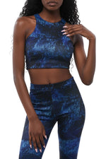 Blue Printed Crew Neck Top 1
