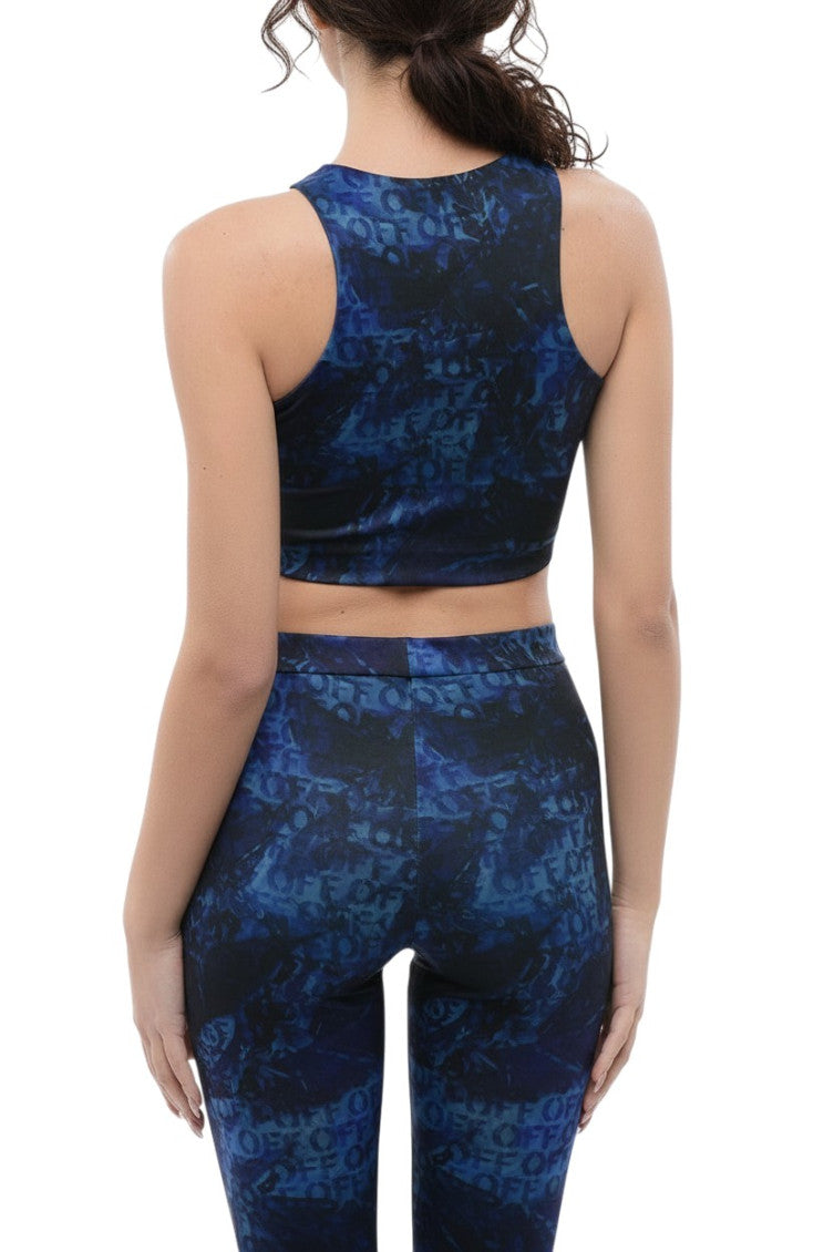 Blue Printed Crew Neck Top 2