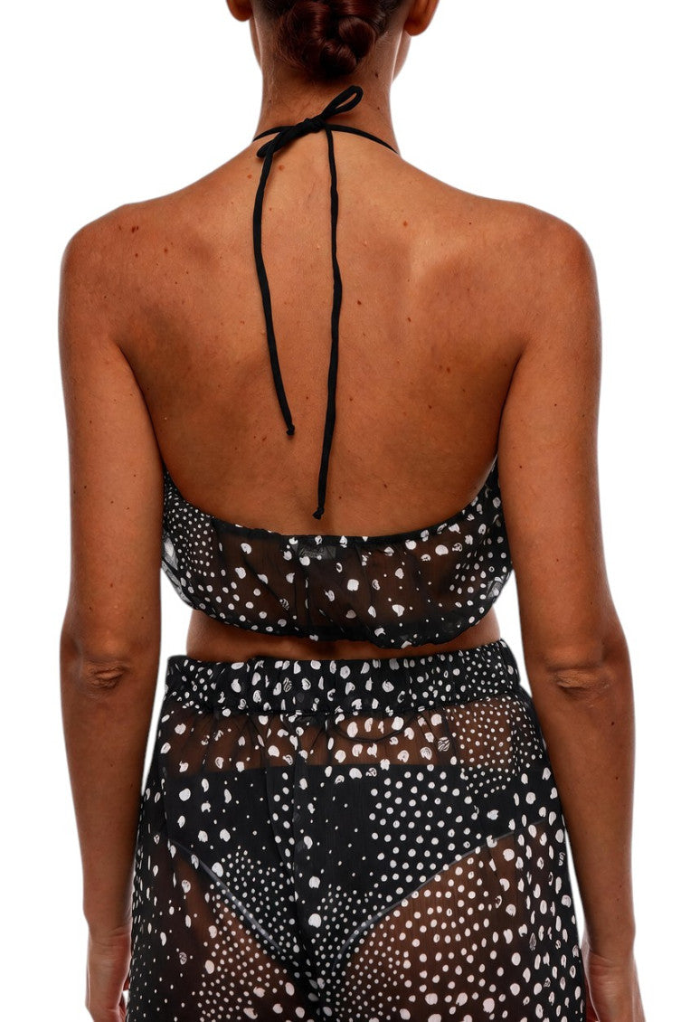 Black Printed Halter Neck Top 2