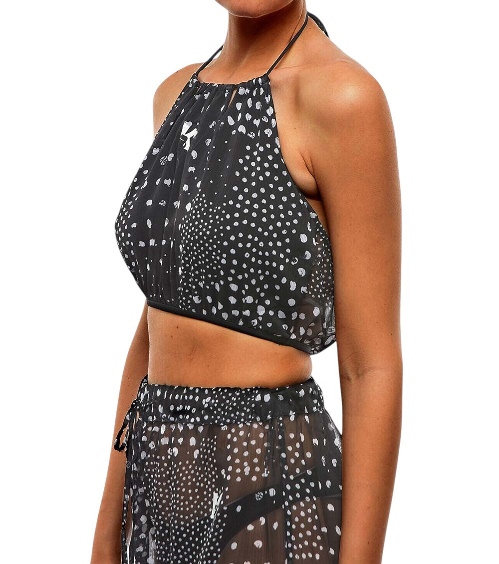 Black Printed Halter Neck Top 3