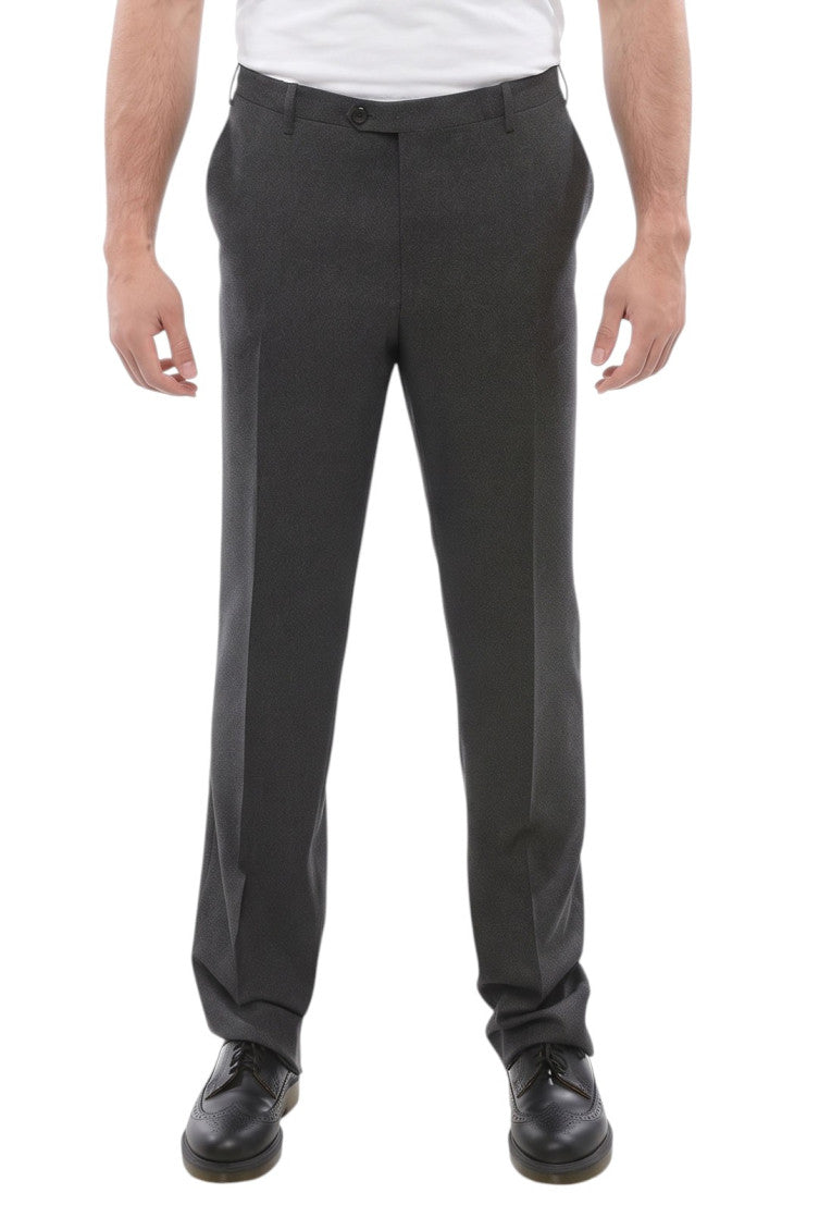 Grey Flat Front Trousers 1