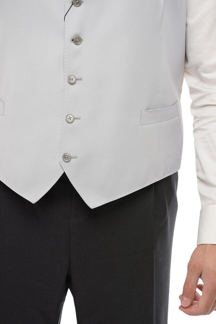 Light Grey Solid Waistcoat 3