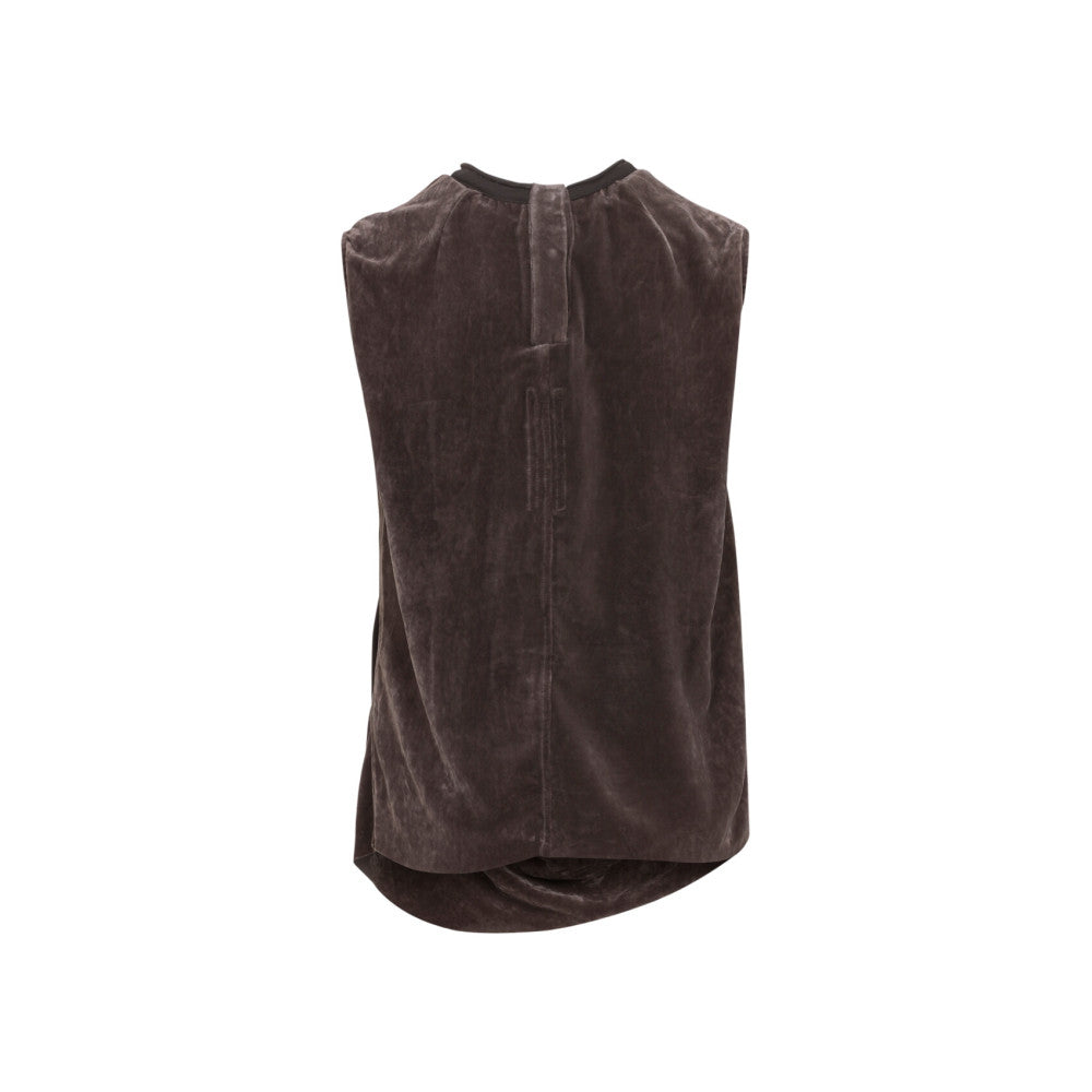 Brown Solid Crew Neck Top 2