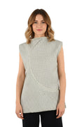 Grey Textured Crew Neck Top 1