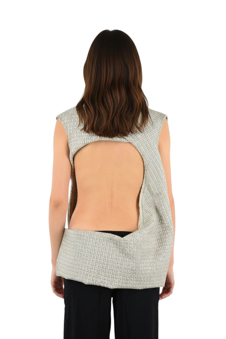 Grey Textured Crew Neck Top 2