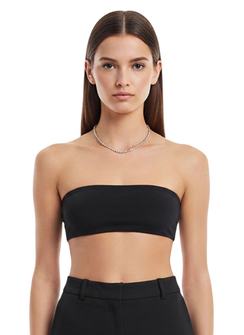 Black Solid Strapless Top 1