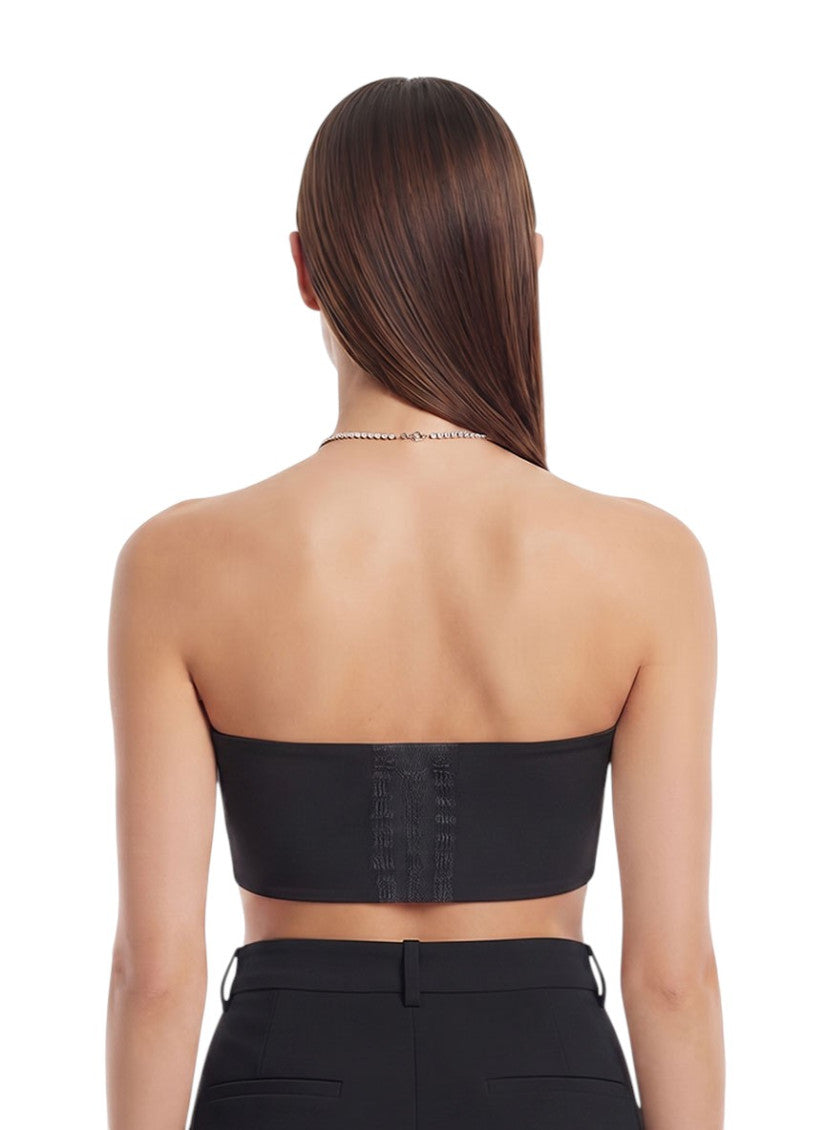 Black Solid Strapless Top 2