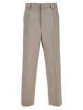 Grey Solid Flat Front Trousers 1