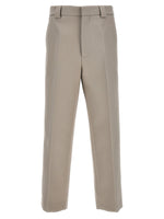 Grey Solid Flat Front Trousers 1