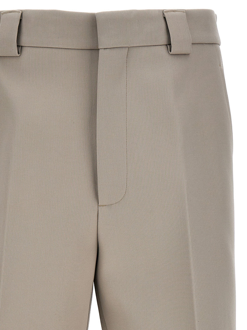 Grey Solid Flat Front Trousers 3