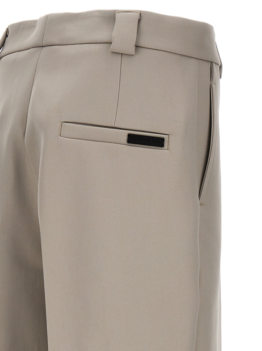 Grey Solid Flat Front Trousers 4