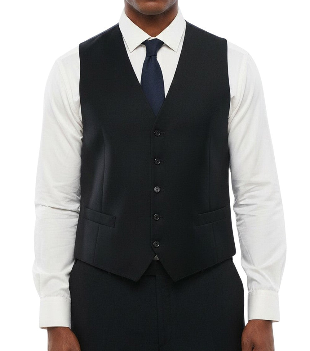 Navy Blue Solid Waistcoat 1