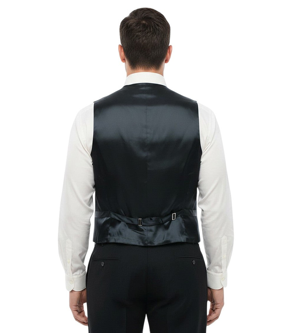 Navy Blue Solid Waistcoat 2