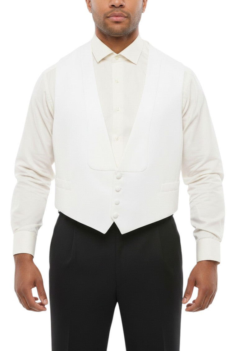 White Single Breasted Waistcoat 1