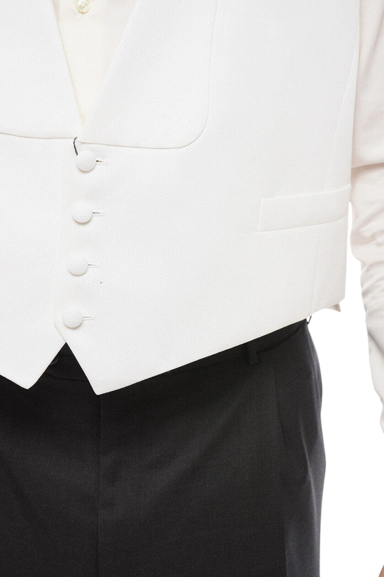 White Single Breasted Waistcoat 3