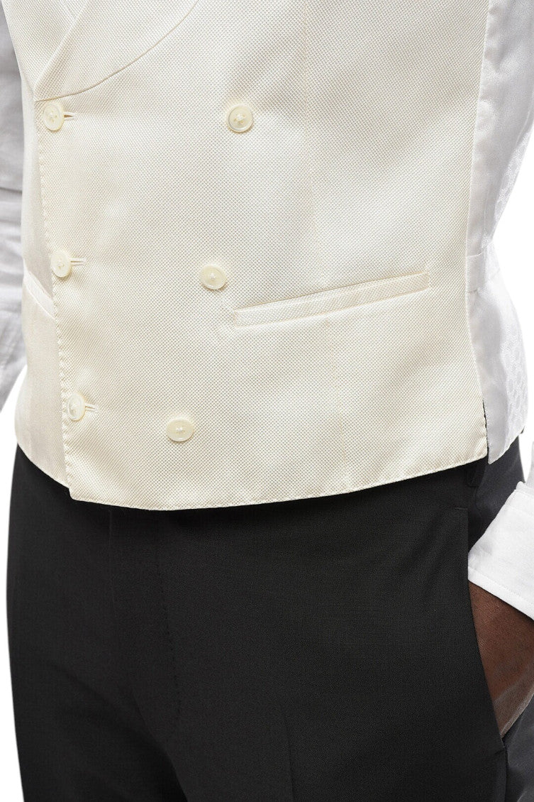 White Double Breasted Waistcoat 3