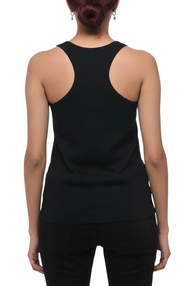 Black Solid Scoop Neck Top 2
