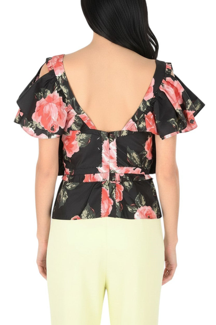 Black Floral Scoop Neck Top 2