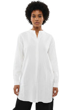 White Solid Mandarin Collar Top 1