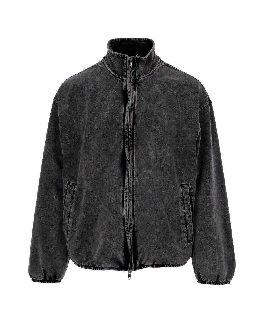 Grey Mock Collar Sweat Jacket 1