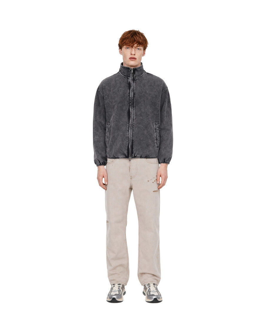 Grey Mock Collar Sweat Jacket 3